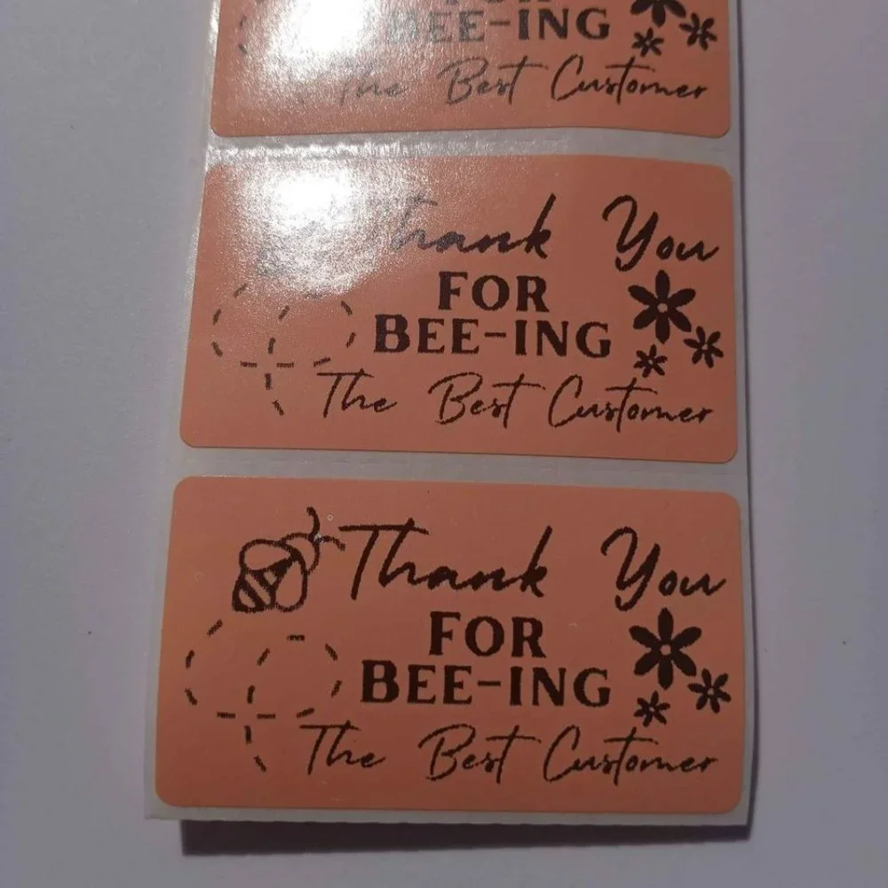💙100 Thank You Bee- Shipping Labels Thermal Packaging Stickers 2.25